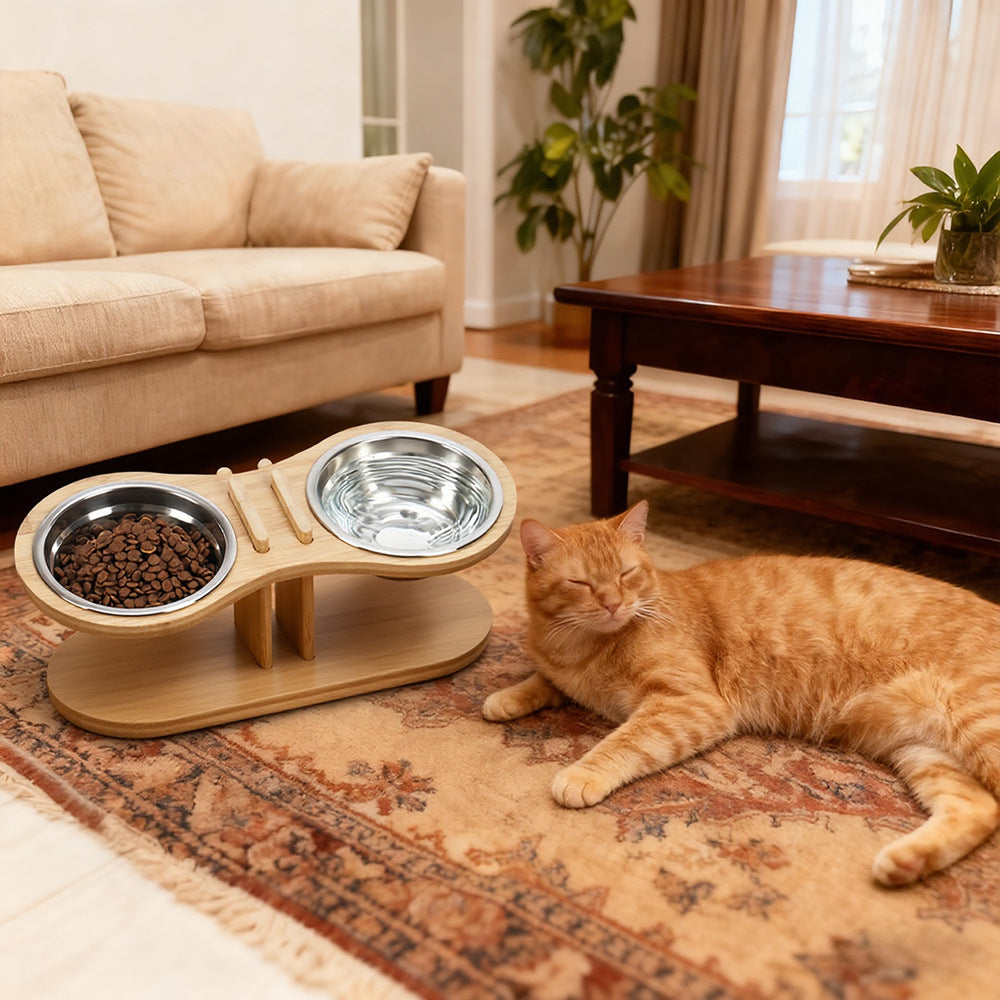 Elevate Your Pet's Dining Experience with the Adjustable Tilted Feeding Bowl Stand System